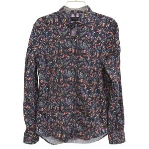 Eight X Premium Slim Fit Button Down Shirt Mens L Multi Color Paisley Buckle EUC